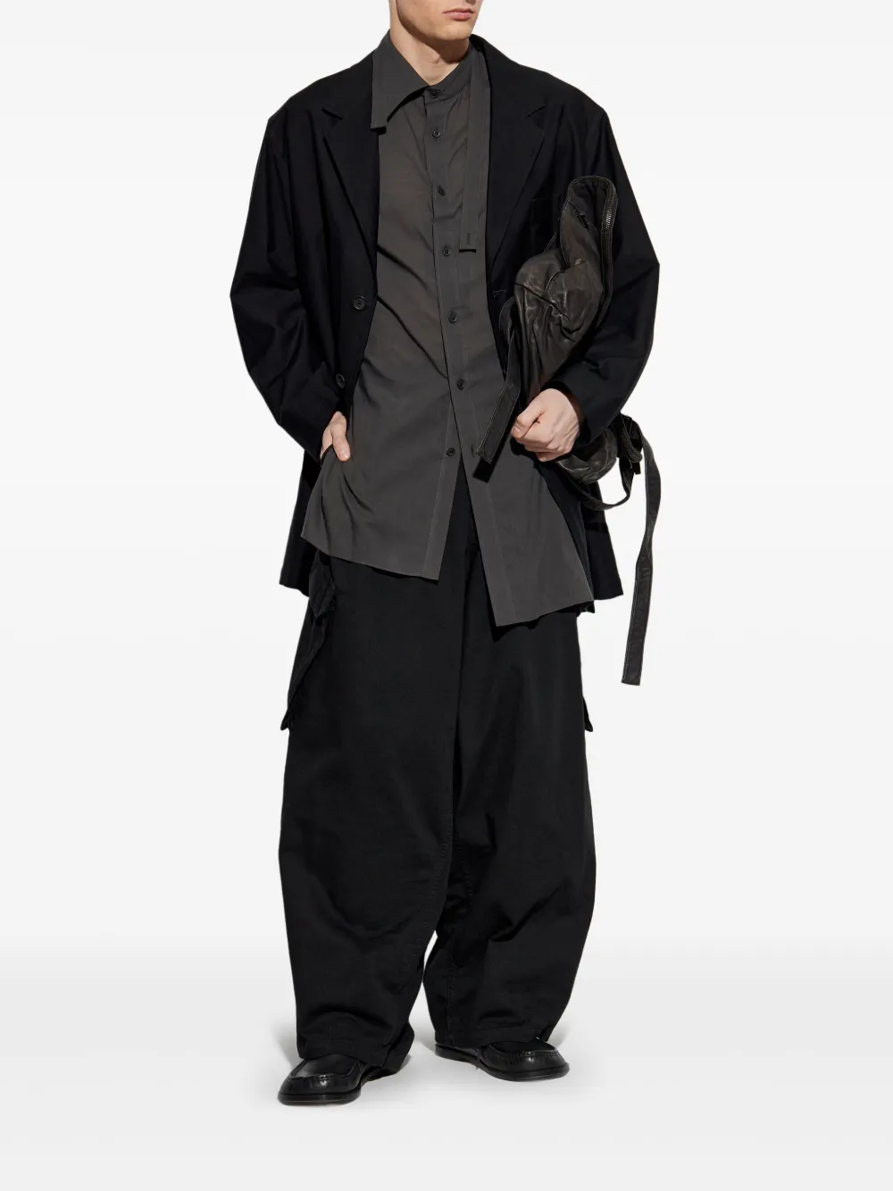 Yohji Yamamoto cotton wide-leg trousers - Zwart