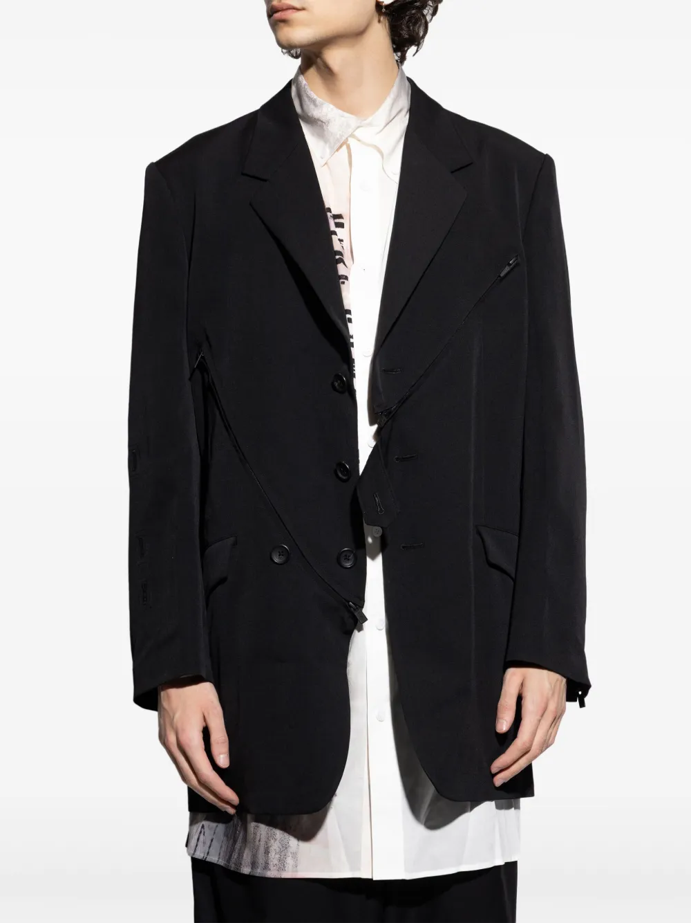 Shop Yohji Yamamoto Single-breasted Blazer In 黑色