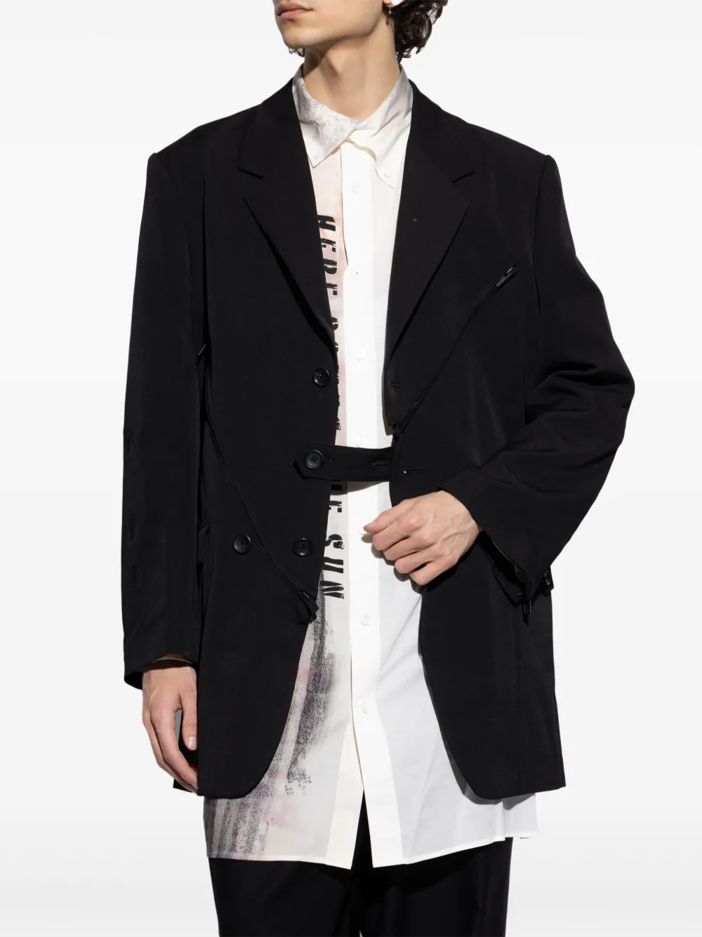 Shop Yohji Yamamoto Single-breasted Blazer In 黑色