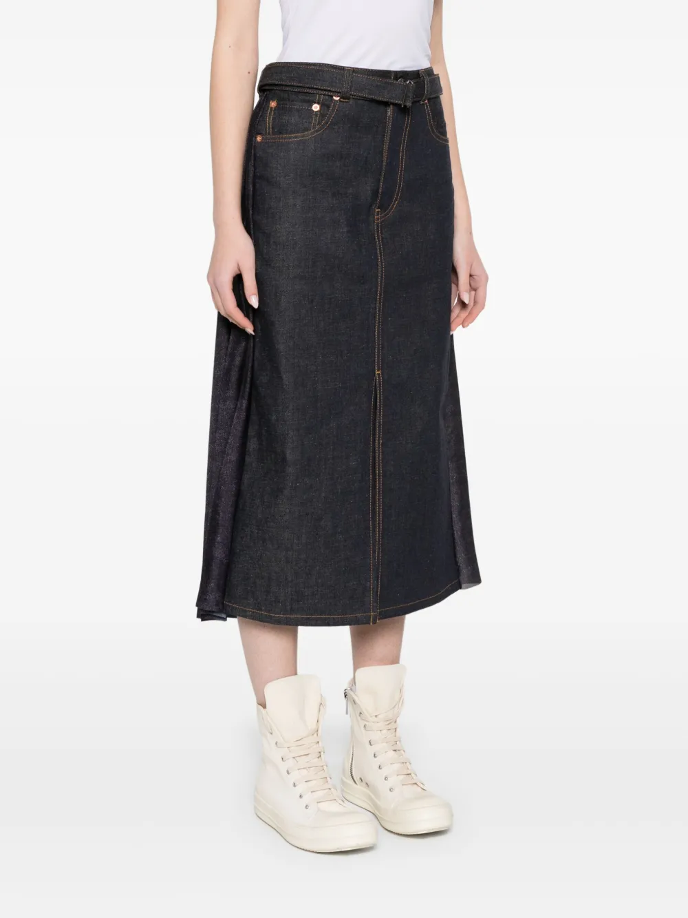 sacai Midi-plooirok Blauw