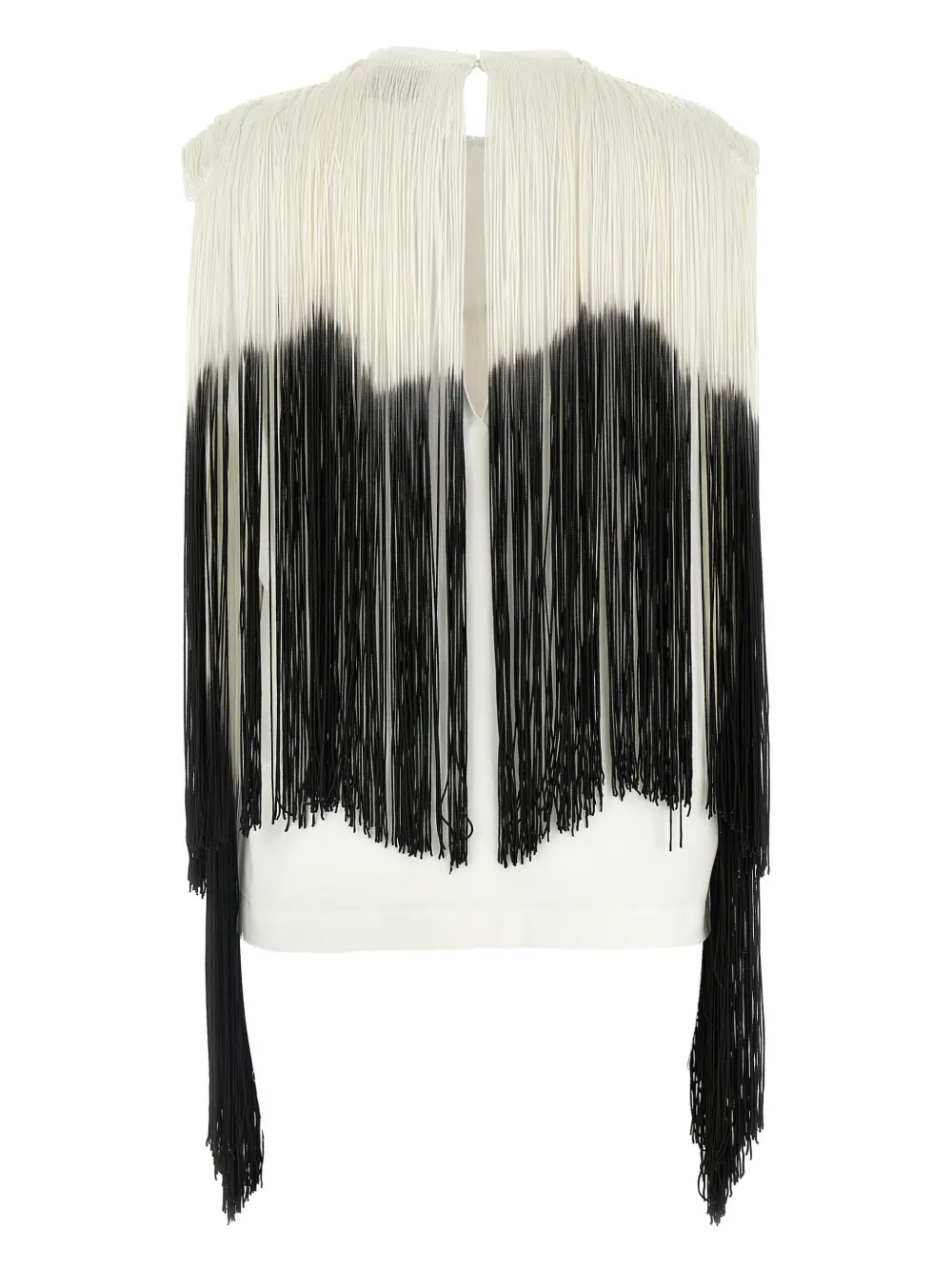 Nude fringed top - Wit