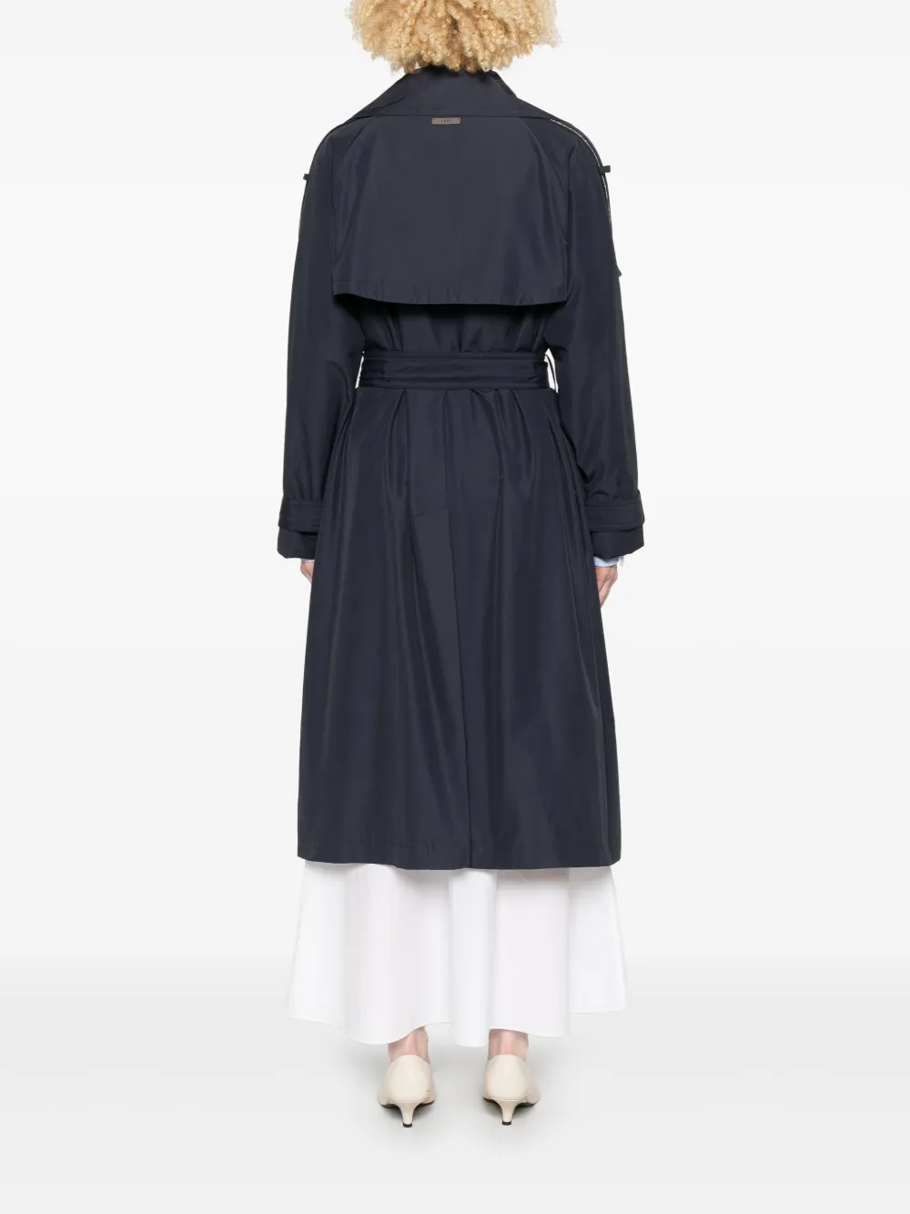 Shop Peserico Bead-embellished Trench Coat In Blue