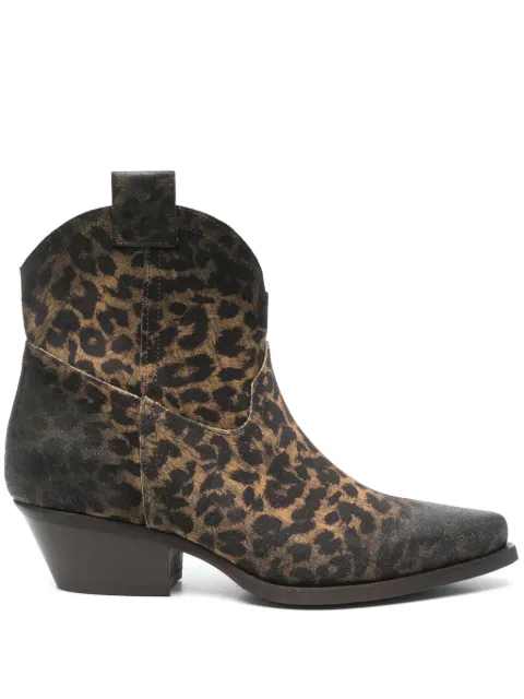 Metisse botas cowboy con tacón de 50mm y estampado de leopardo