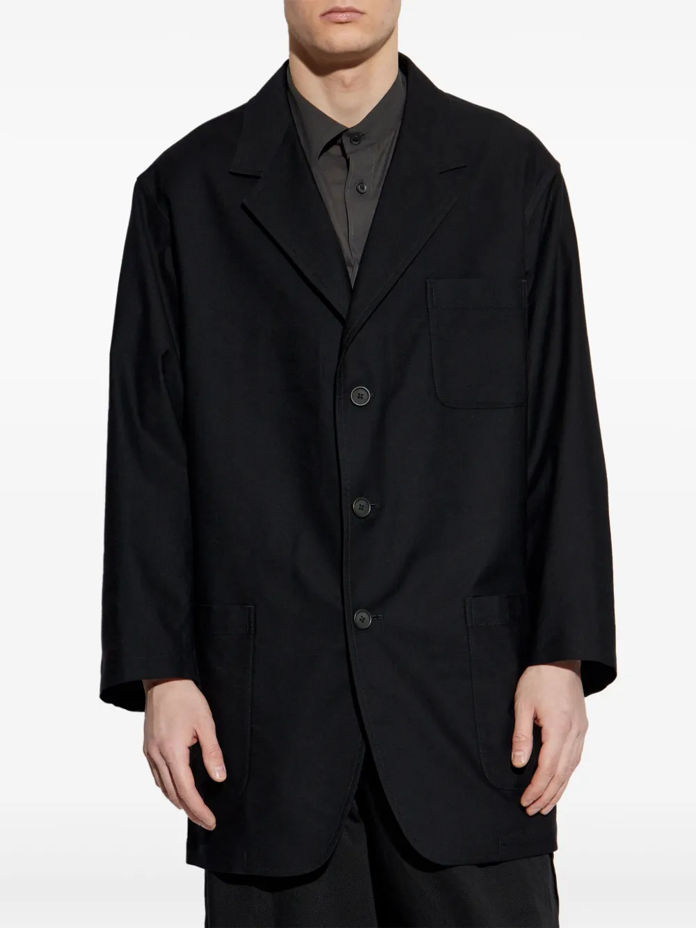Yohji Yamamoto Blazer met enkele rij knopen Zwart