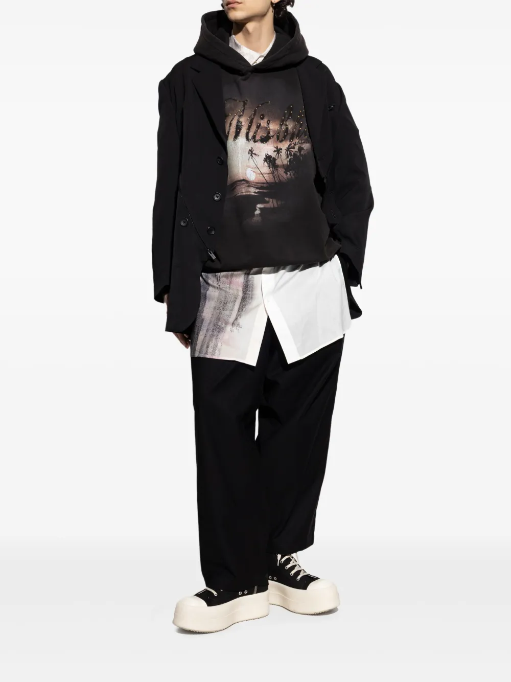 Yohji Yamamoto cotton straight-leg trousers - Zwart