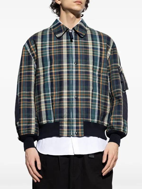 COMME des GARCONS HOMME S グリーン系チェックジャケット Comme Des Garçons Homme Plus チェック ボンバージャケット