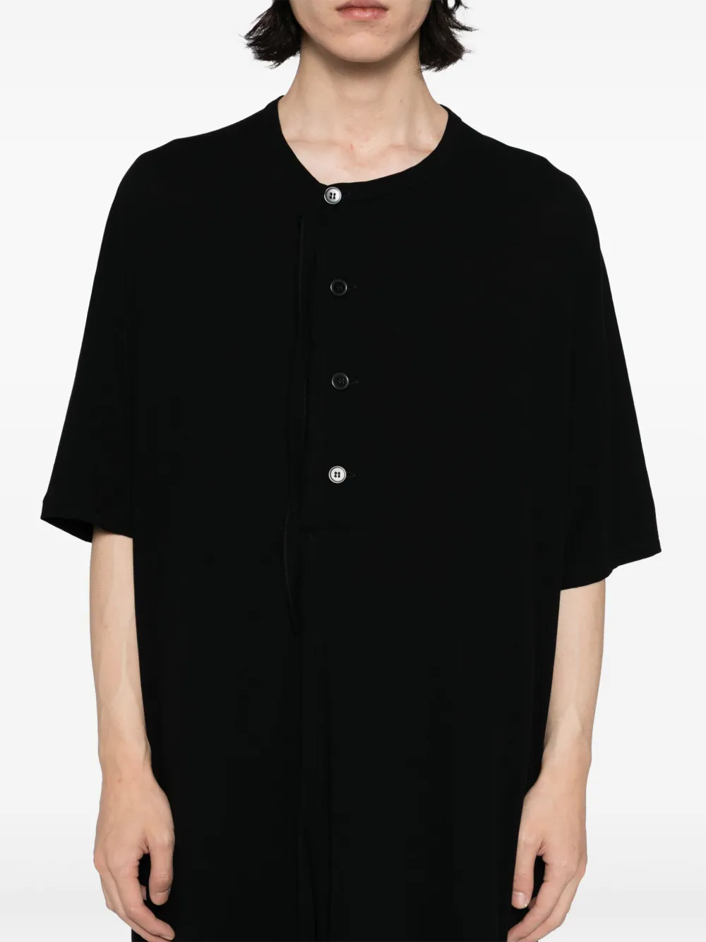 Yohji Yamamoto Katoenen T-shirt Zwart