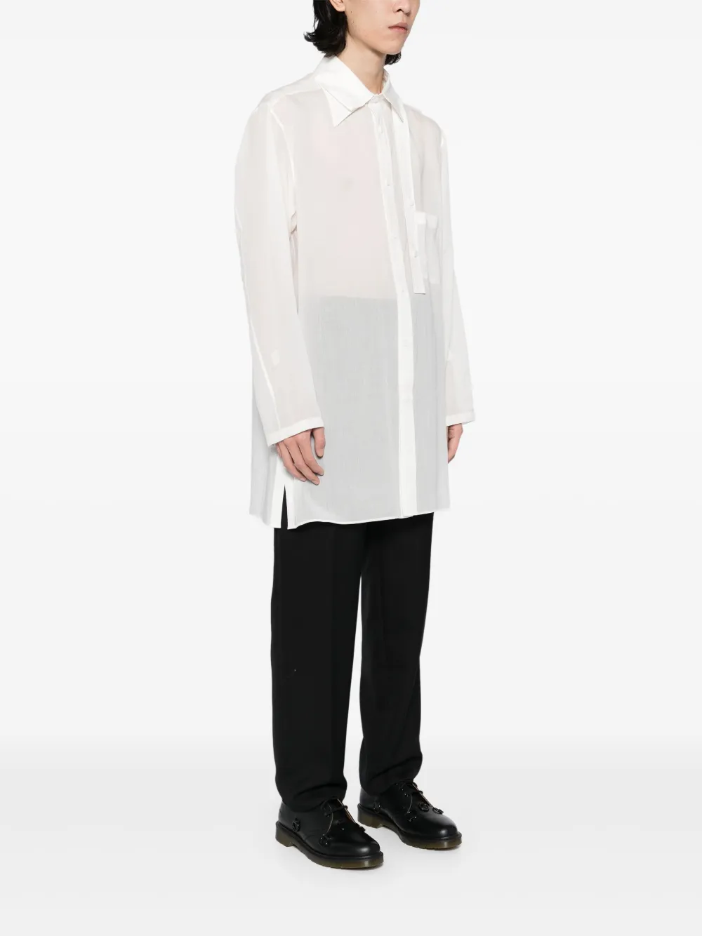 Yohji Yamamoto Overhemd met gelaagde kraag Beige