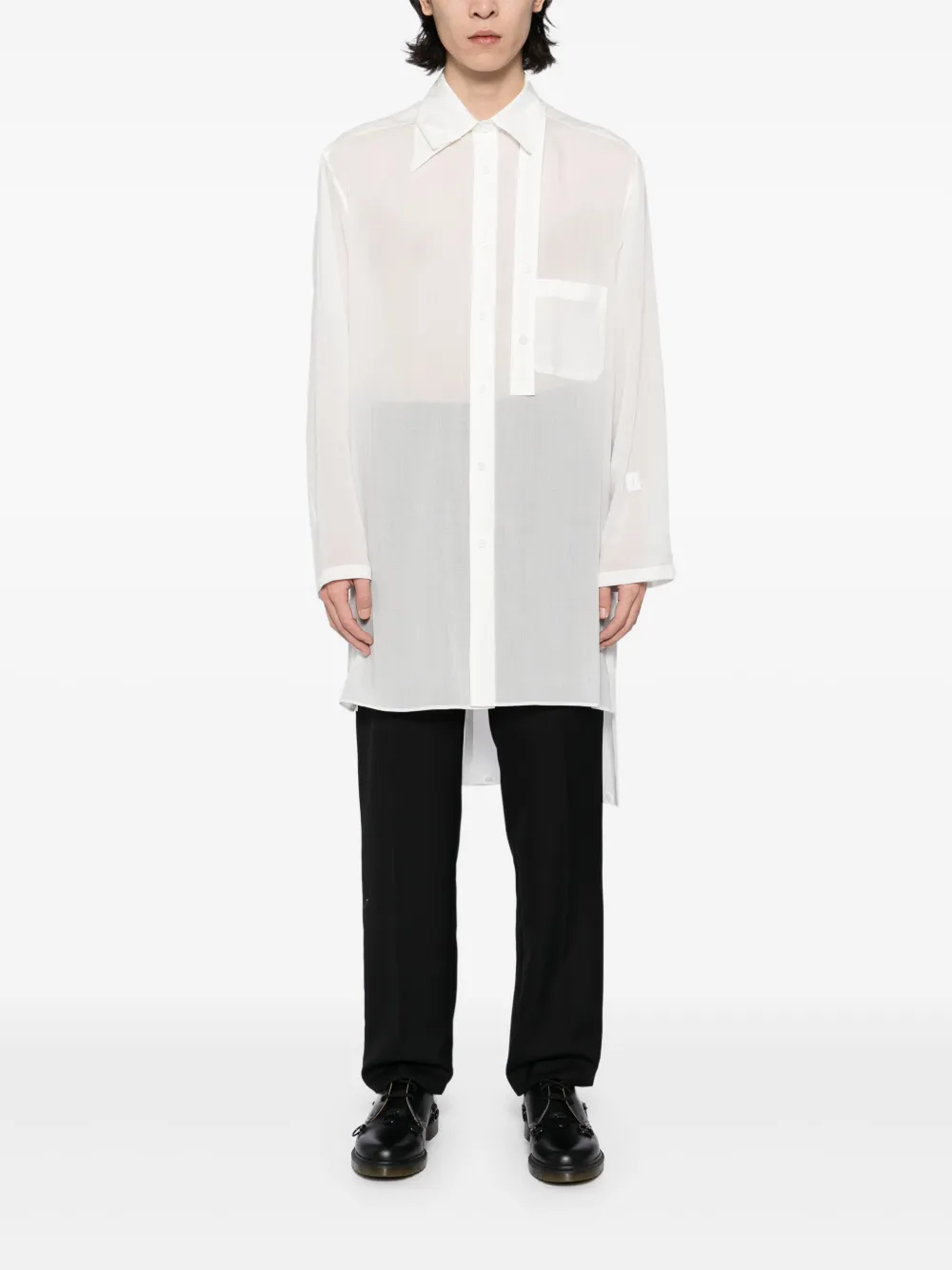 Yohji Yamamoto Overhemd met gelaagde kraag - Beige