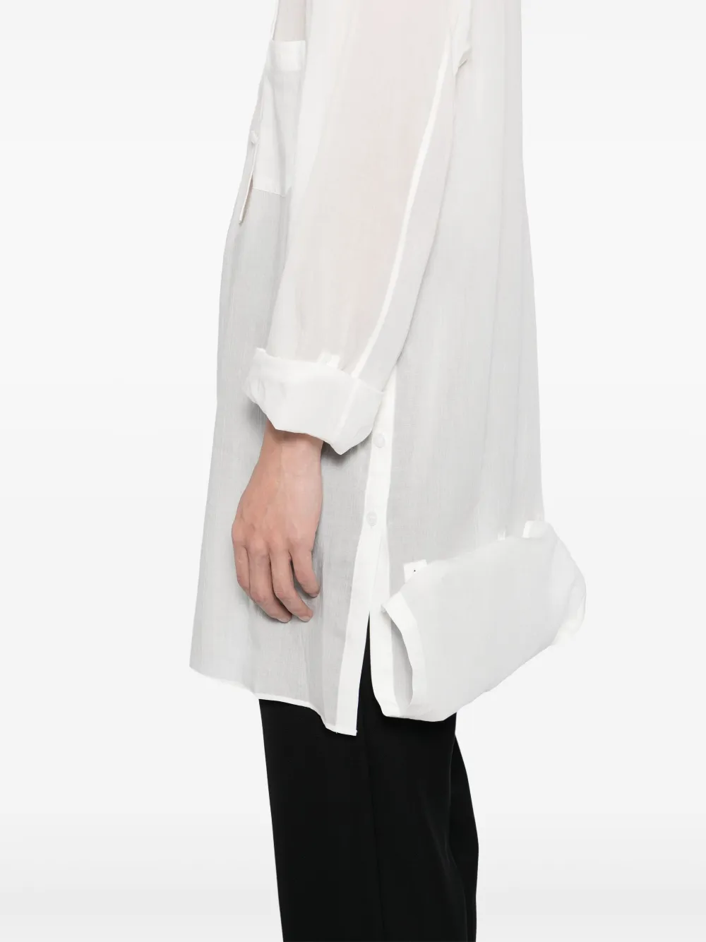 Yohji Yamamoto Overhemd met gelaagde kraag Beige