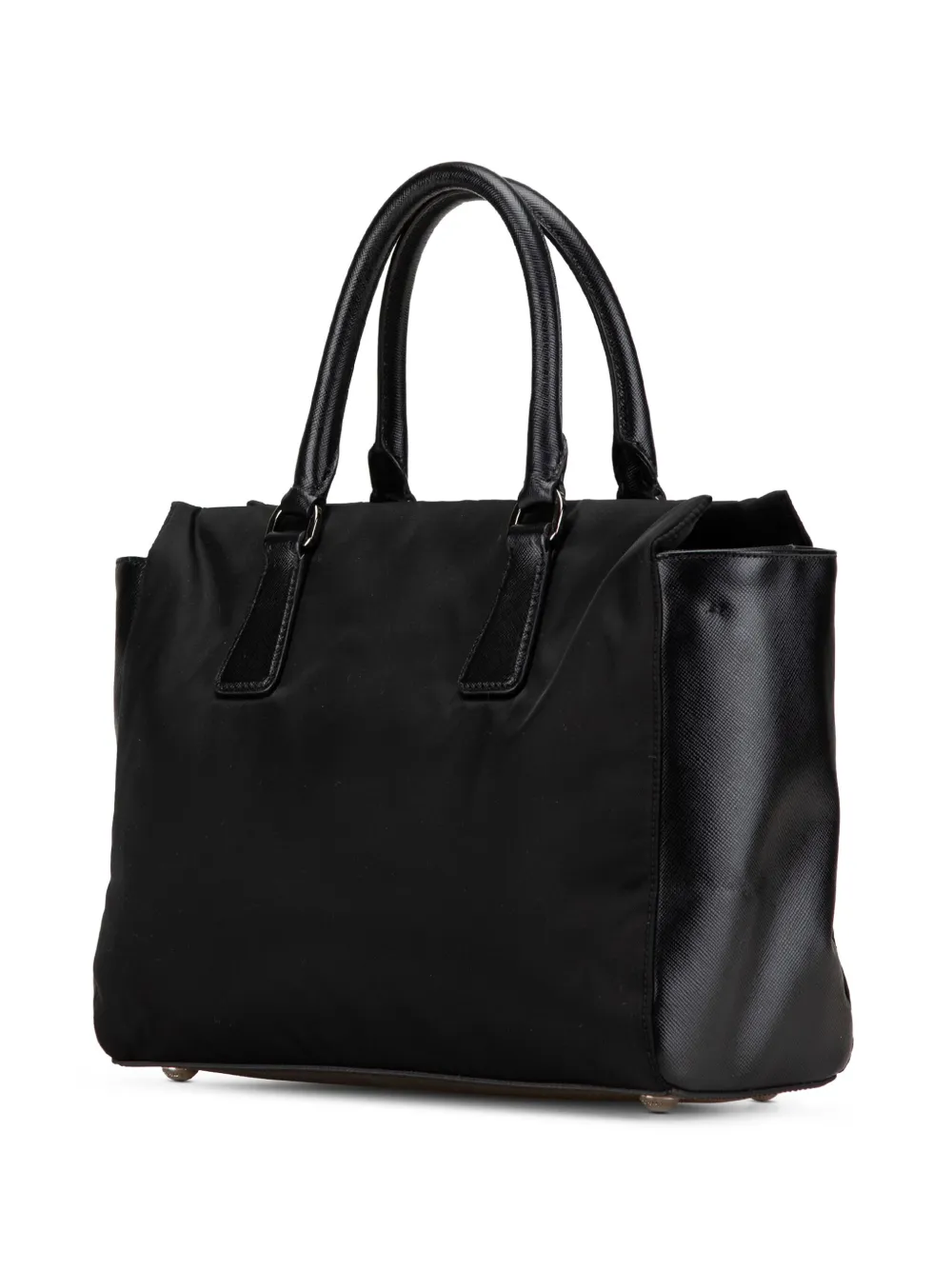 Prada Pre-Owned 2013-2024 Saffiano Trimmed Tessuto satchel - Zwart