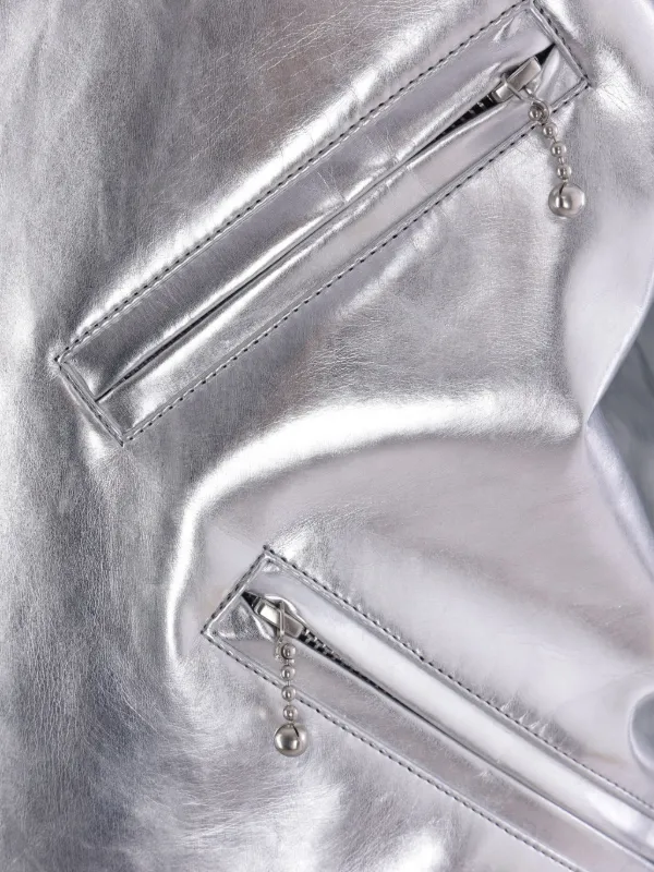 Junya Watanabe Metallic Biker Jacket | Silver | FARFETCH HK