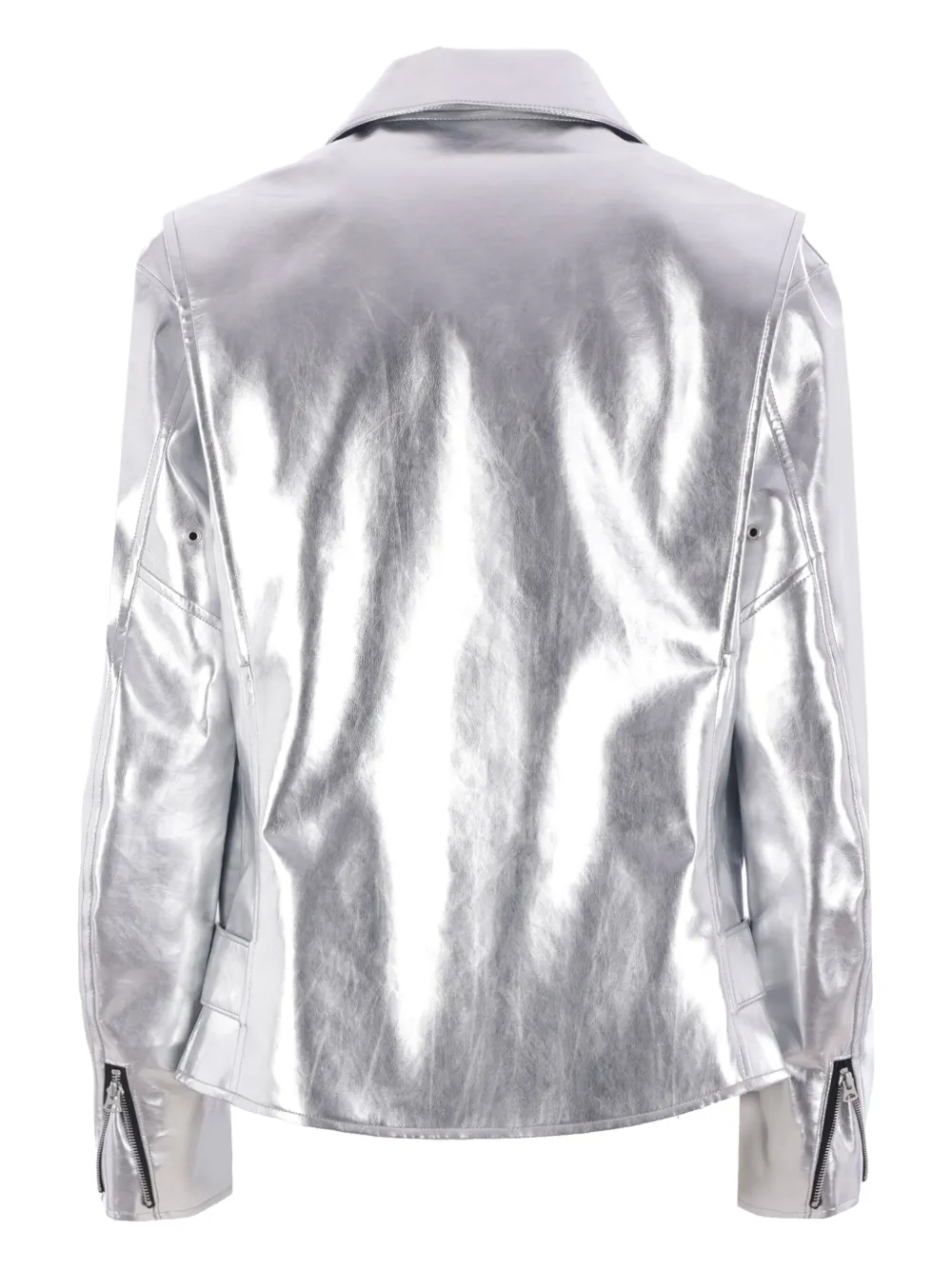 Junya Watanabe metallic biker jacket - Zilver