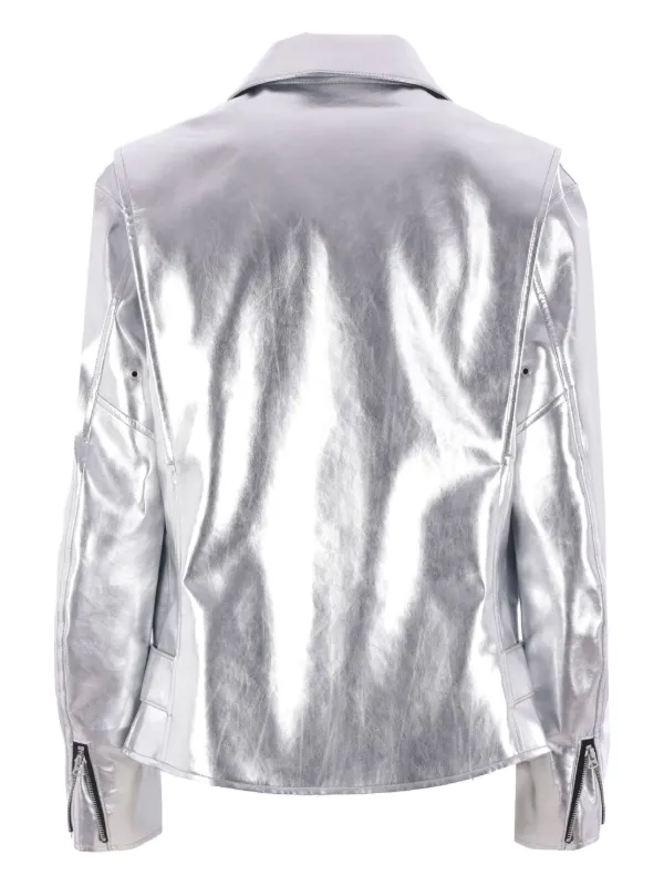 Junya Watanabe Metallic Biker Jacket | Silver | FARFETCH HK