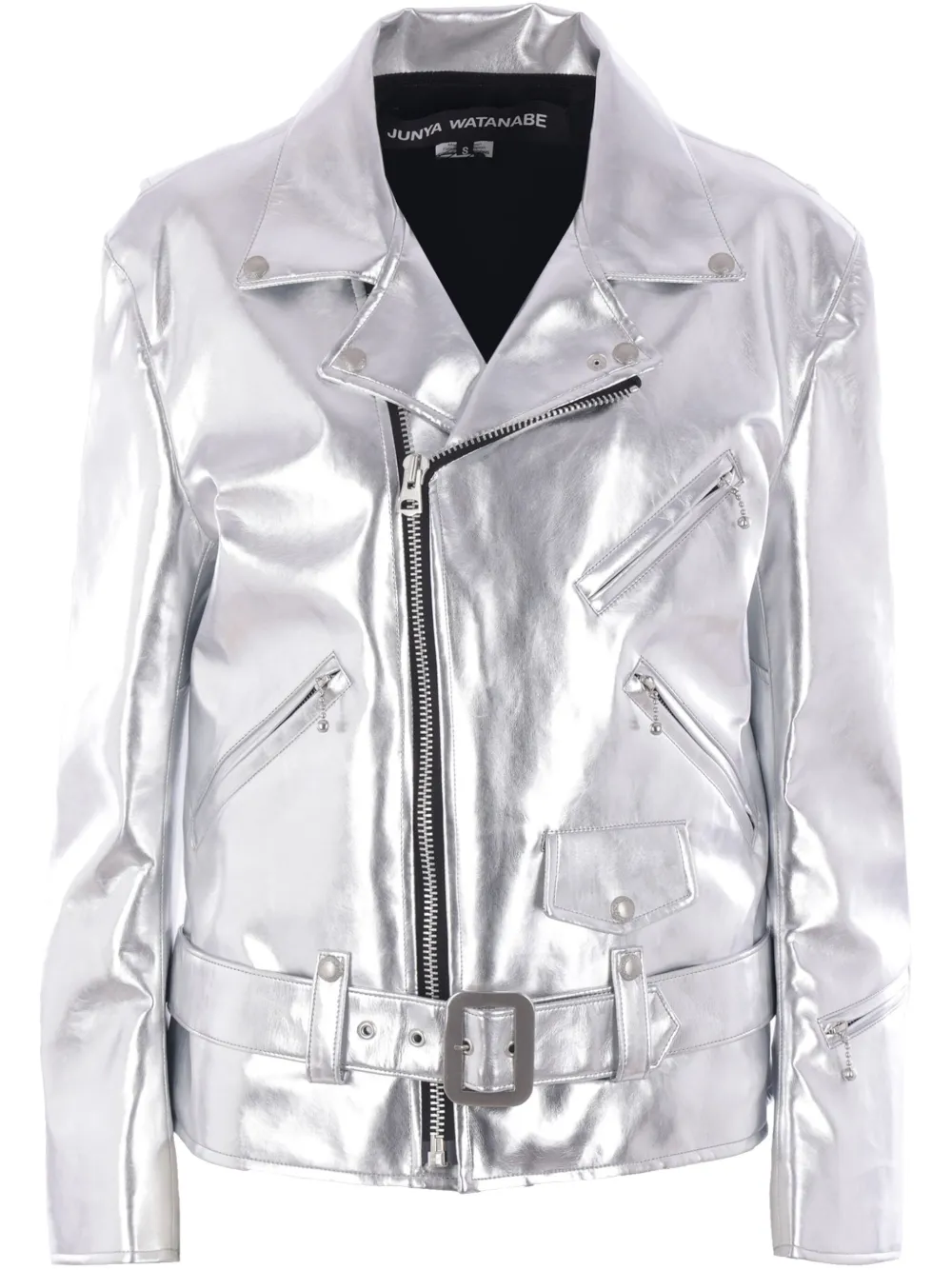 metallic biker jacket