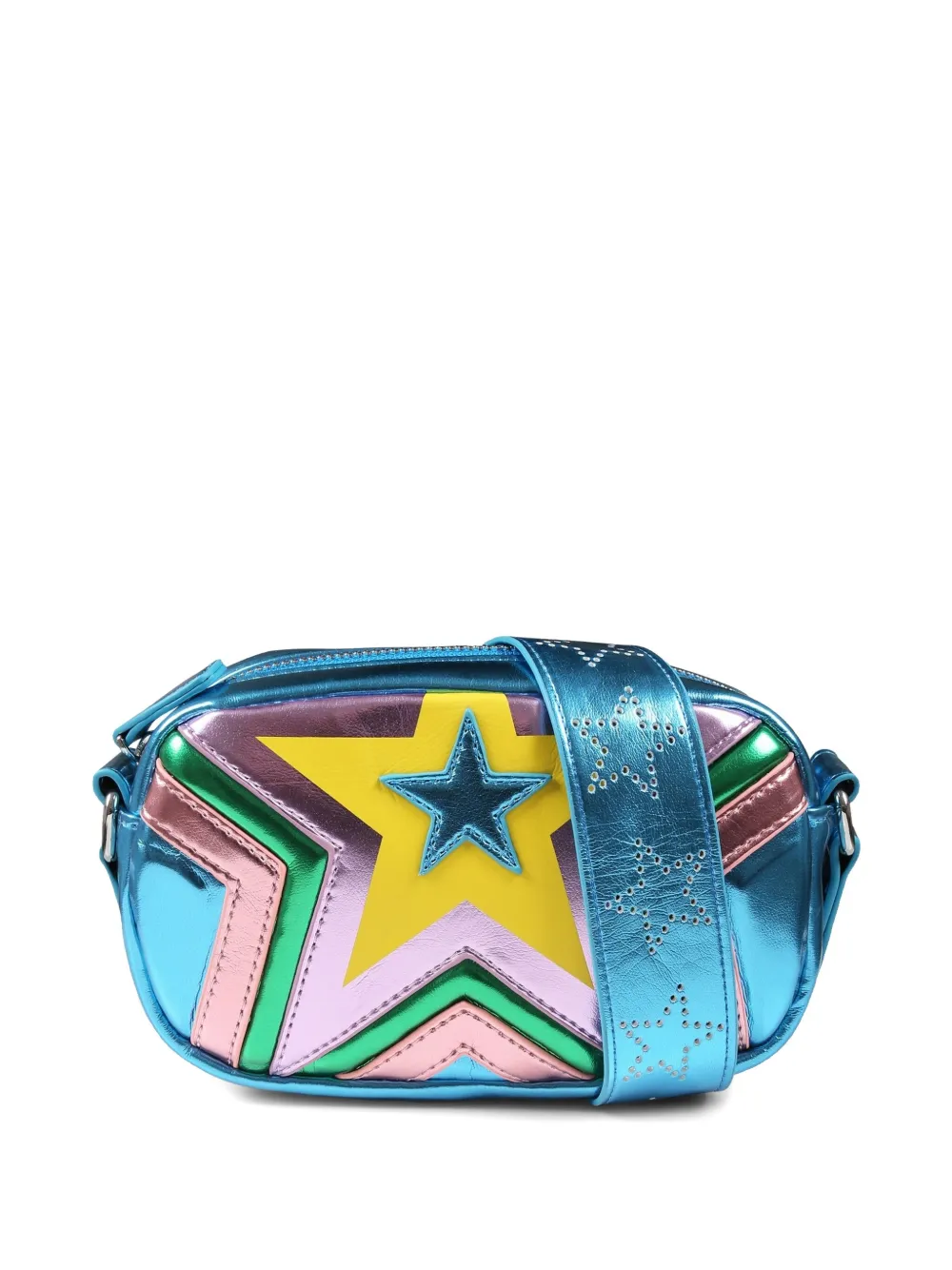 Stella McCartney Kids Schoudertas met metallic afwerking Blauw