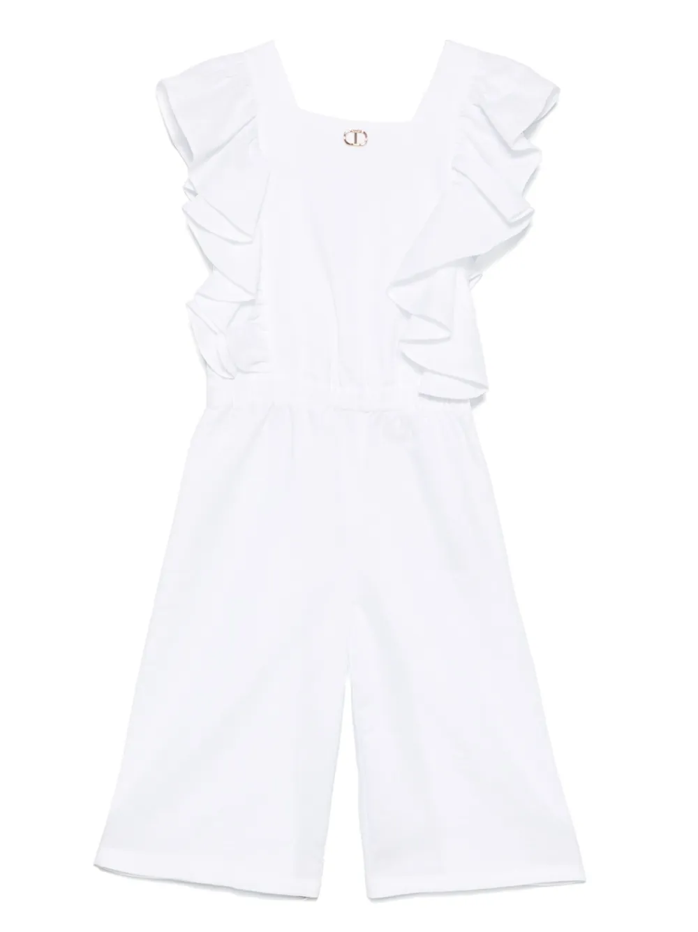TWINSET Kids Tuinbroek met logoplakkaat Wit