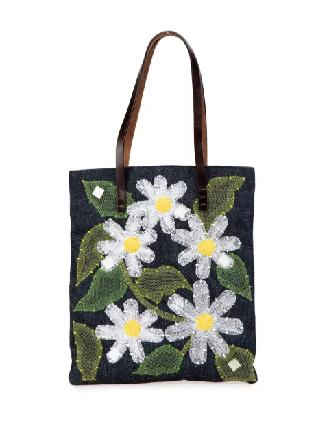 Fendi Pre-Owned tote Denim Floral Applique 2000-2010