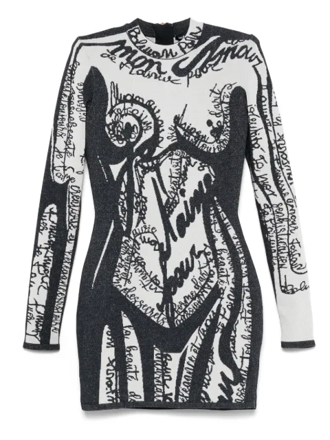 Balmain body-motif embroidered mini dress