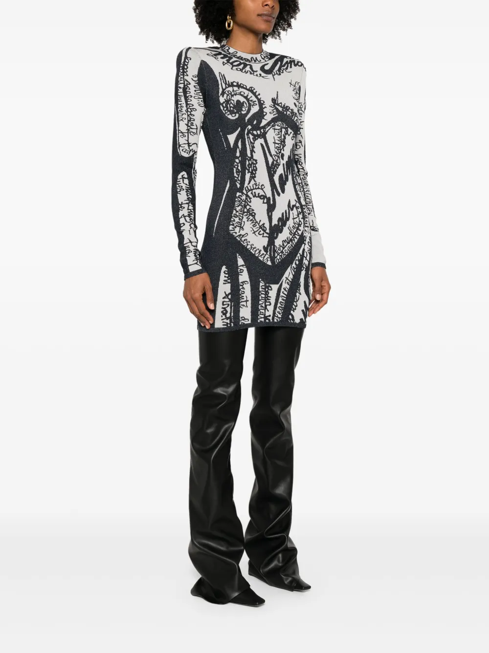 Balmain Mini-jurk met borduurwerk en patroon Zwart