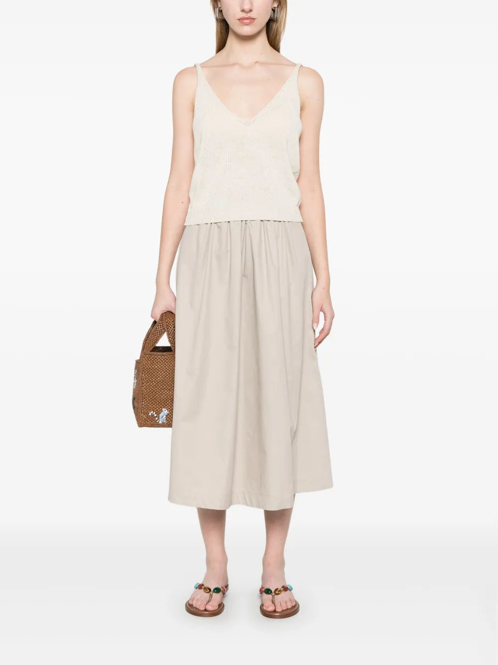 kaos Flared midi-rok - Beige