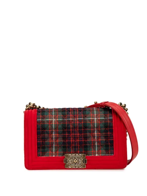 CHANEL Pre-Owned 2013-2014 Medium Velvet and Tweed Boy Flap crossbody bag YP8C3KWR0ODTH7FU - 0