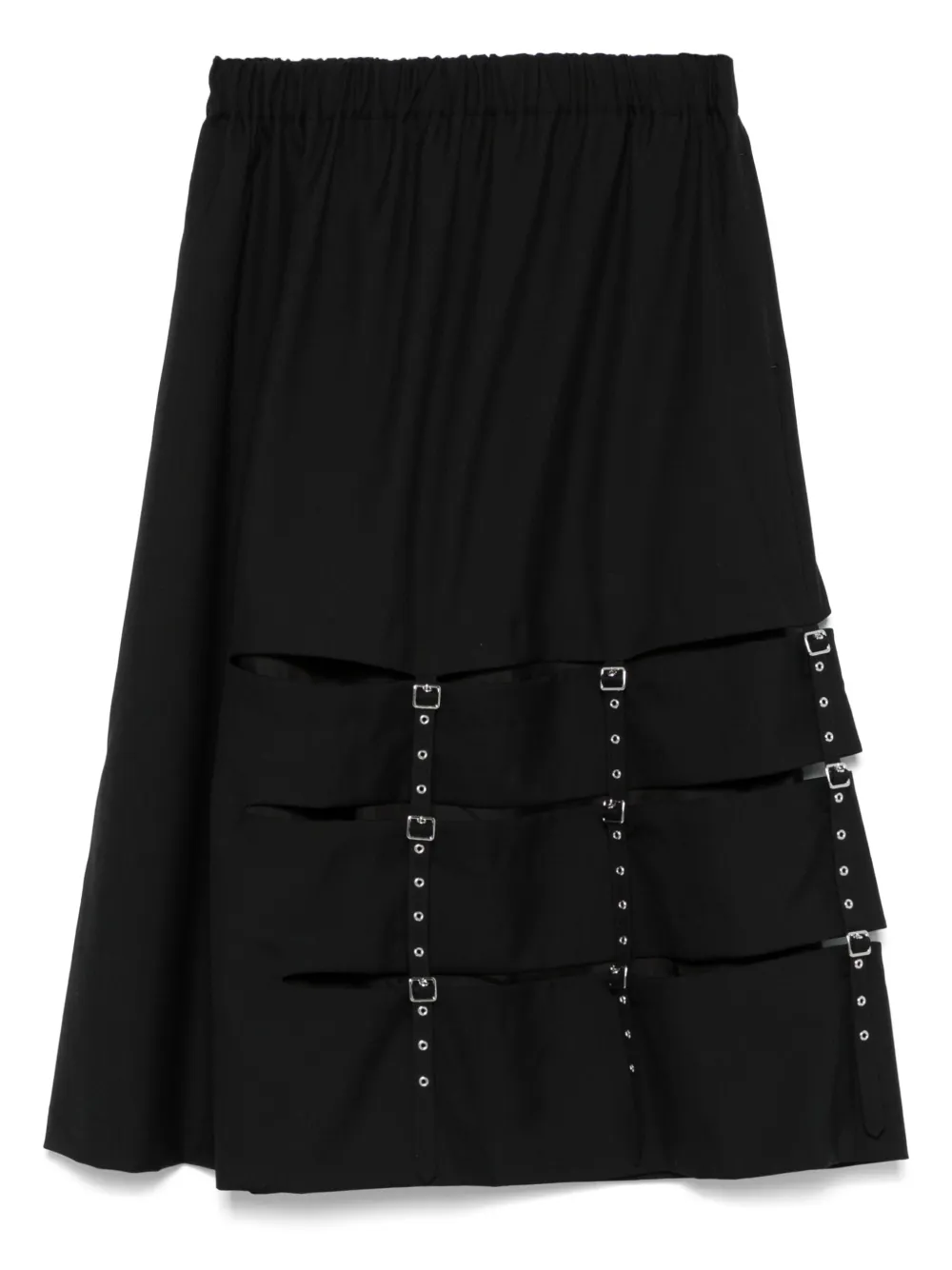 NOIR KEI NINOMIYA DECORATIVE-BUCKLE MIDI SKIRT