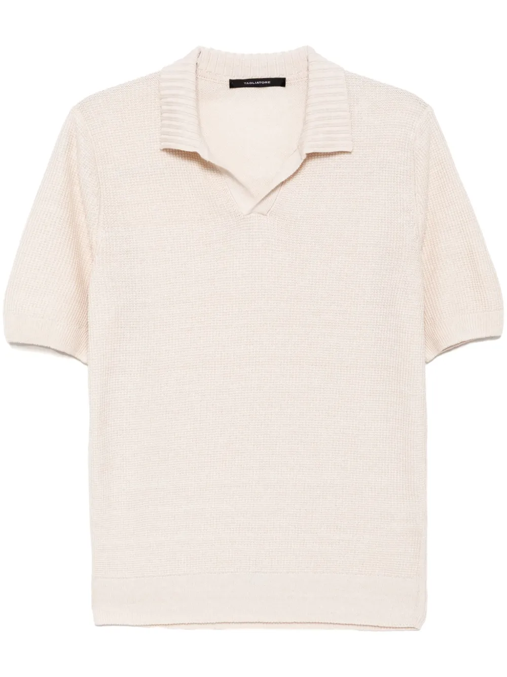 Tagliatore Gebreid poloshirt Beige