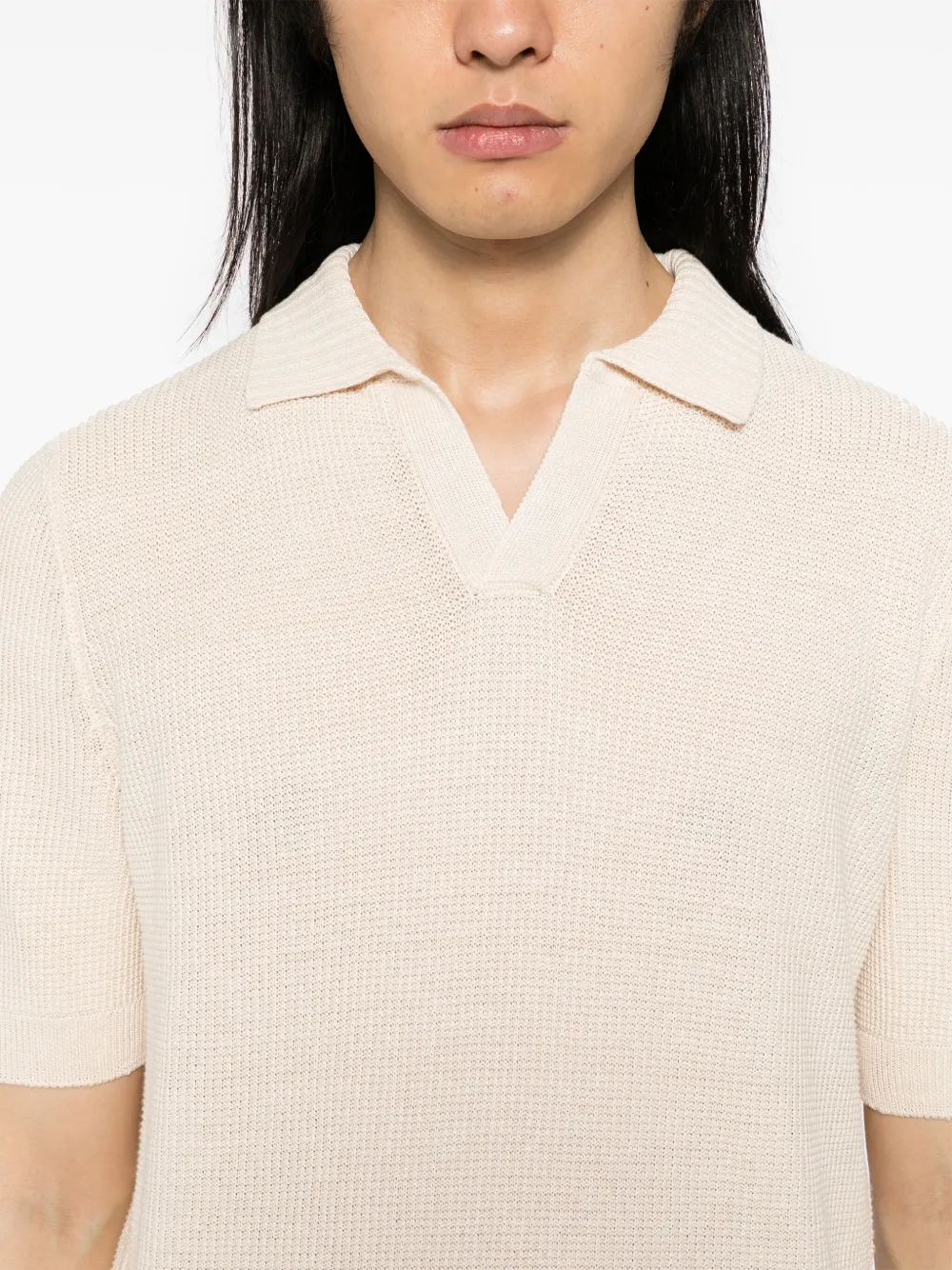 Tagliatore Gebreid poloshirt Beige
