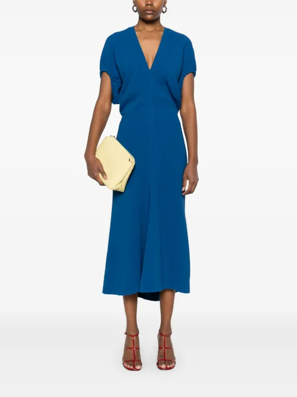 Victoria Beckham Cady Midi Dress | Blue | FARFETCH UK