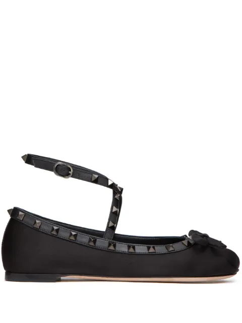 Valentino Garavani ballerines en satin à ornements Rockstud