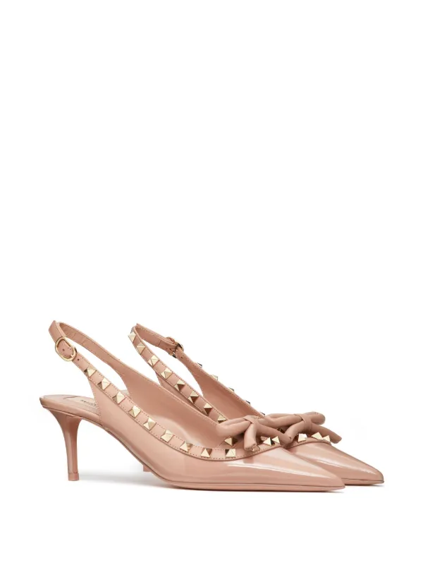 Valentino Garavani 60mm Rockstud Bow Slingback Pumps | Pink