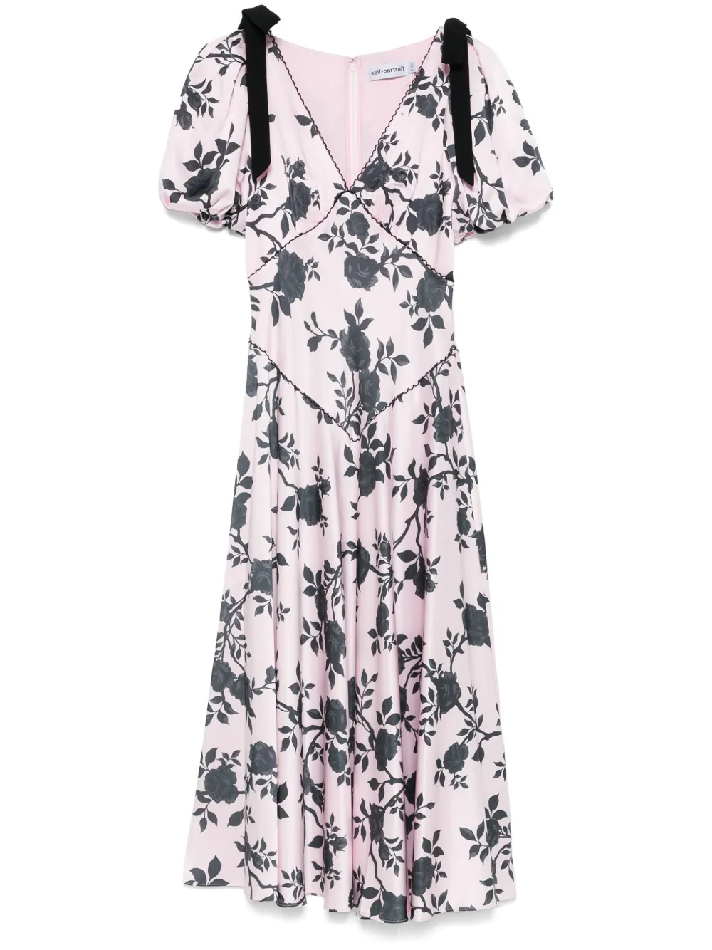 satin floral-print midi dress