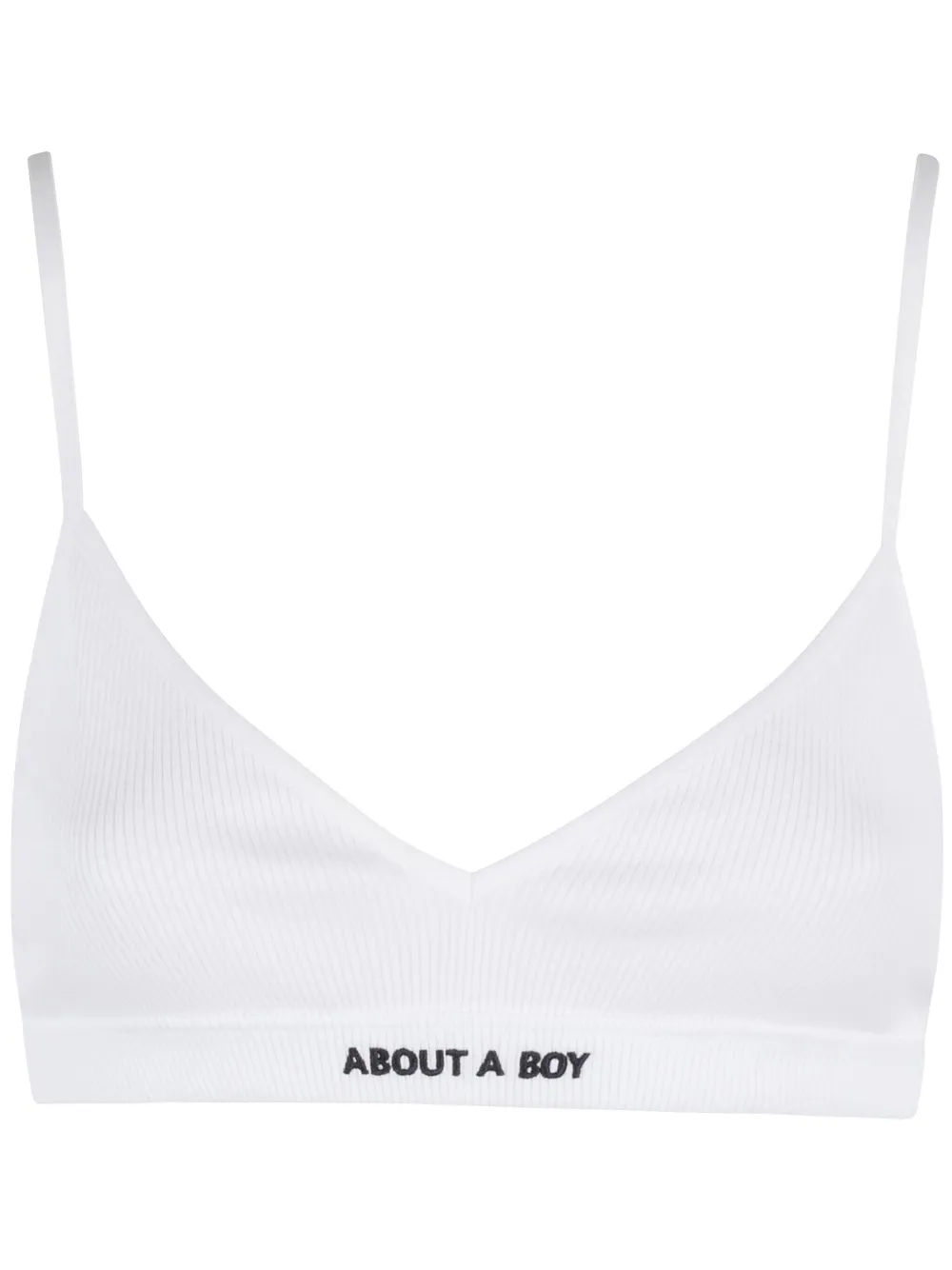 slogan-embroidered bra