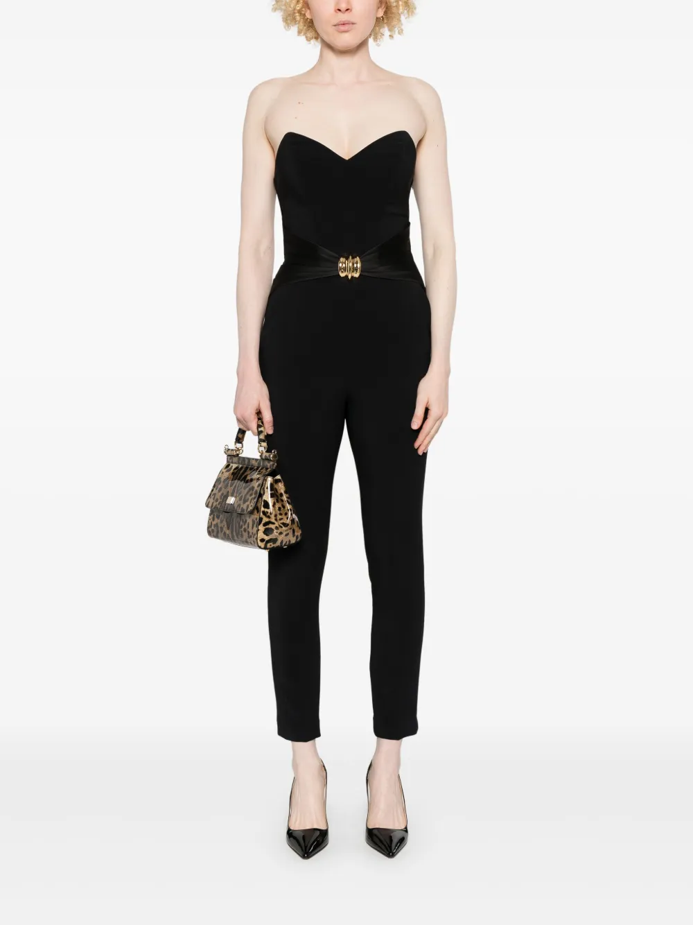 Elisabetta Franchi Crêpe jumpsuit met strik - Zwart