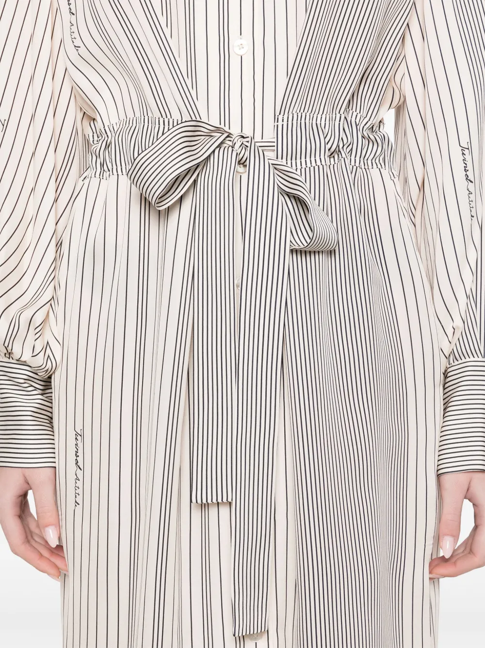 TWINSET Gestreepte midi-jurk Beige