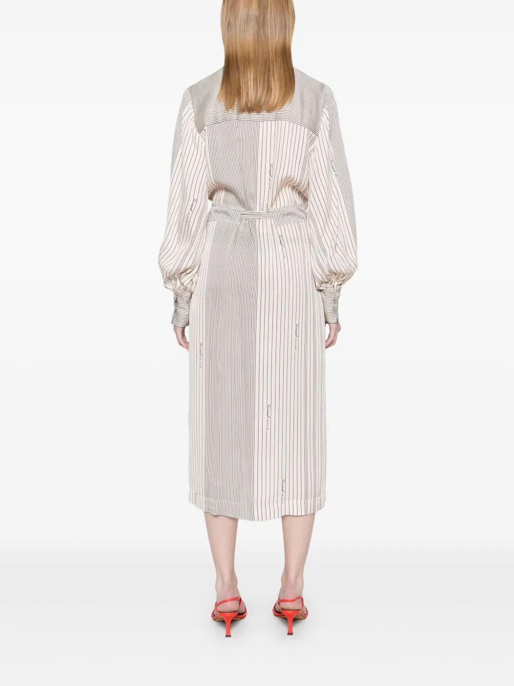 TWINSET Gestreepte midi-jurk Beige