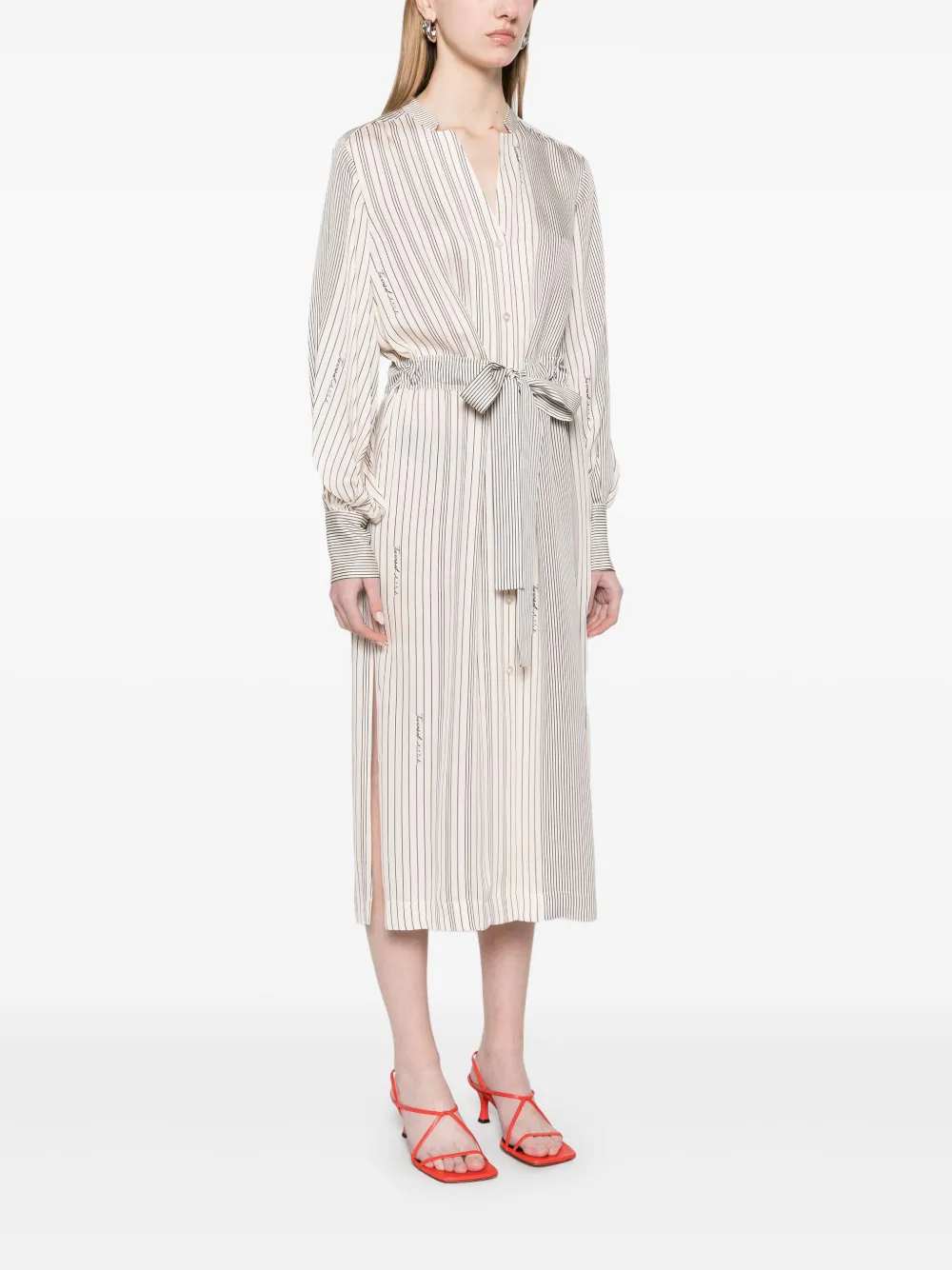 TWINSET Gestreepte midi-jurk Beige