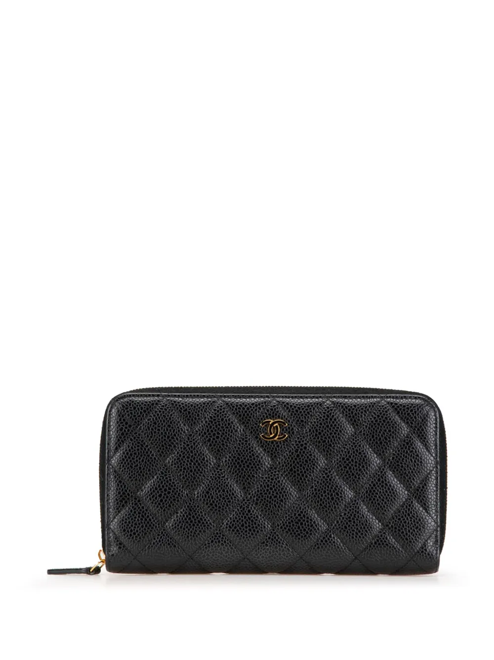 CHANEL Pre-Owned 2021 Quilted Caviar CC Zip Around Wallet long wallets | Black | Image 1