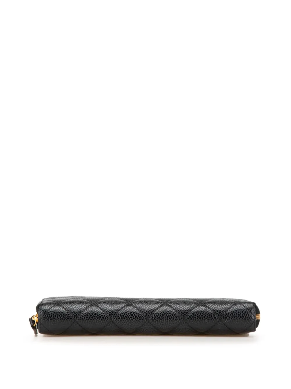Pre-owned Chanel 2021 Quilted Caviar Cc Zip Around Wallet Long Wallets In Black