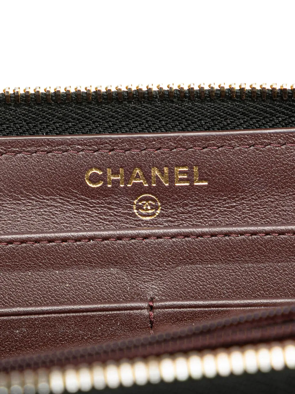 Pre-owned Chanel 2021 Quilted Caviar Cc Zip Around Wallet Long Wallets In Black