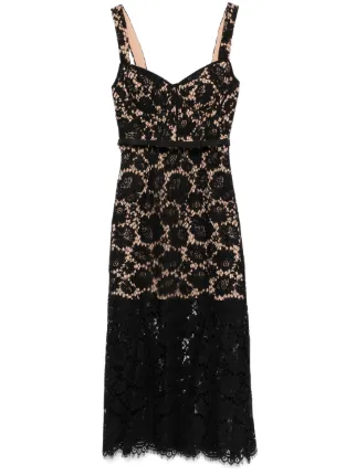 美品 SELF PORTRAIT Cotton Lace Midi Dress Self-Portrait Lace Midi Dress | Black | FARFETCH