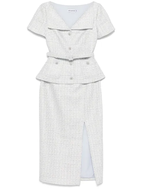 Self-Portrait vestido midi en bouclé
