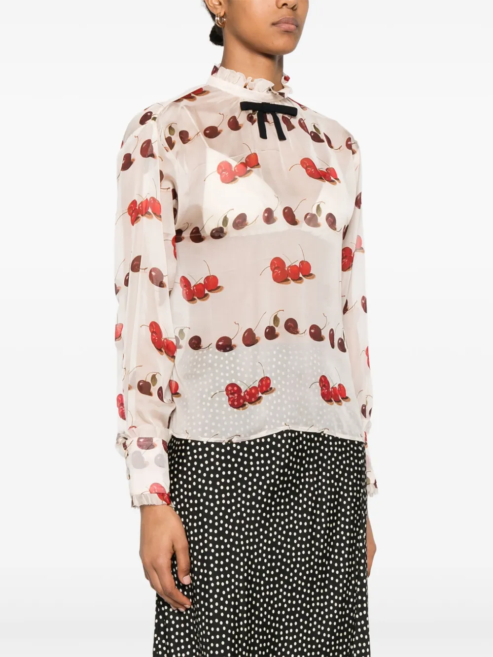 N°21 Cherry-print Blouse In 中性色