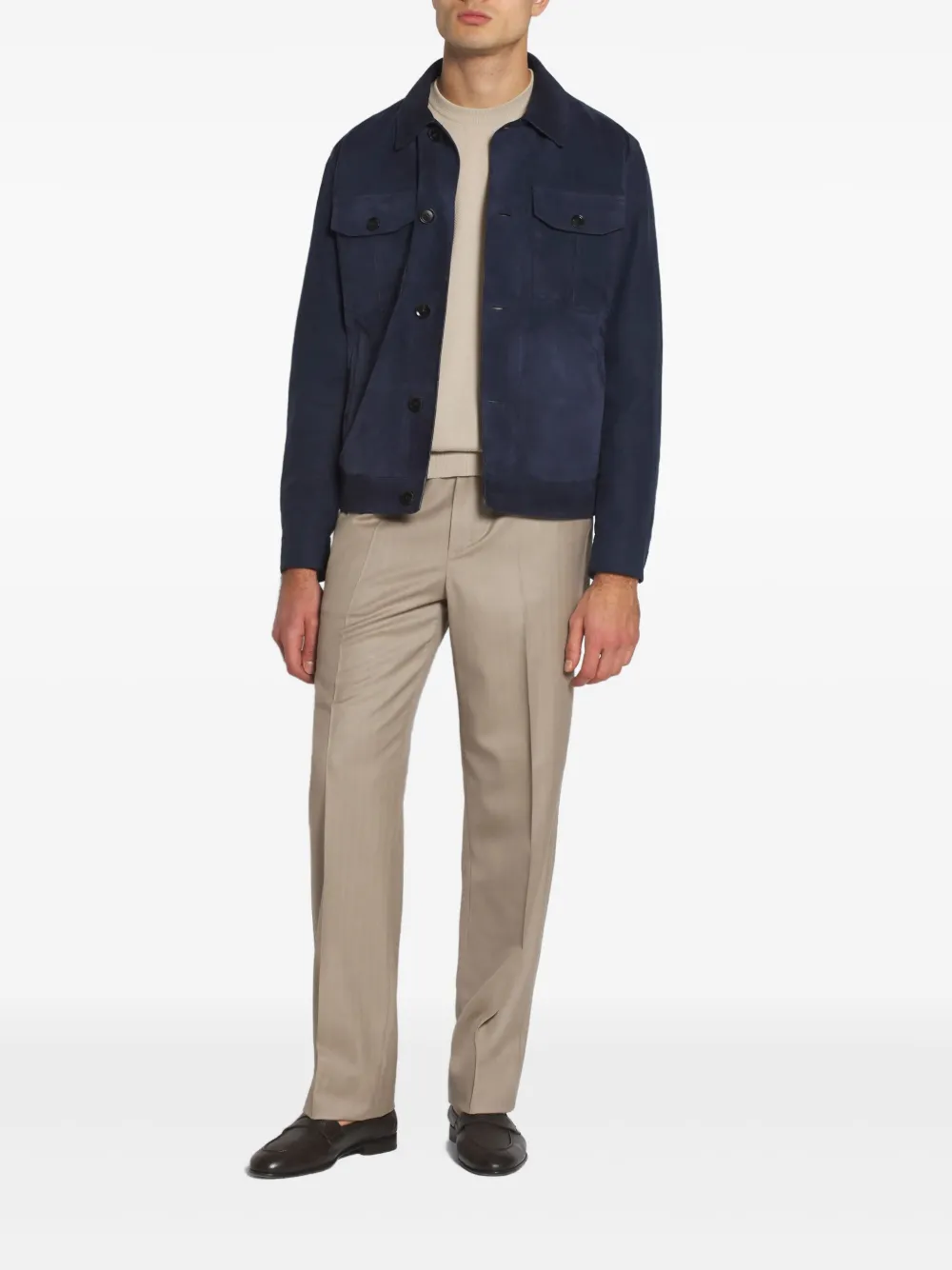 Brioni cupro shirt jacket - Blauw