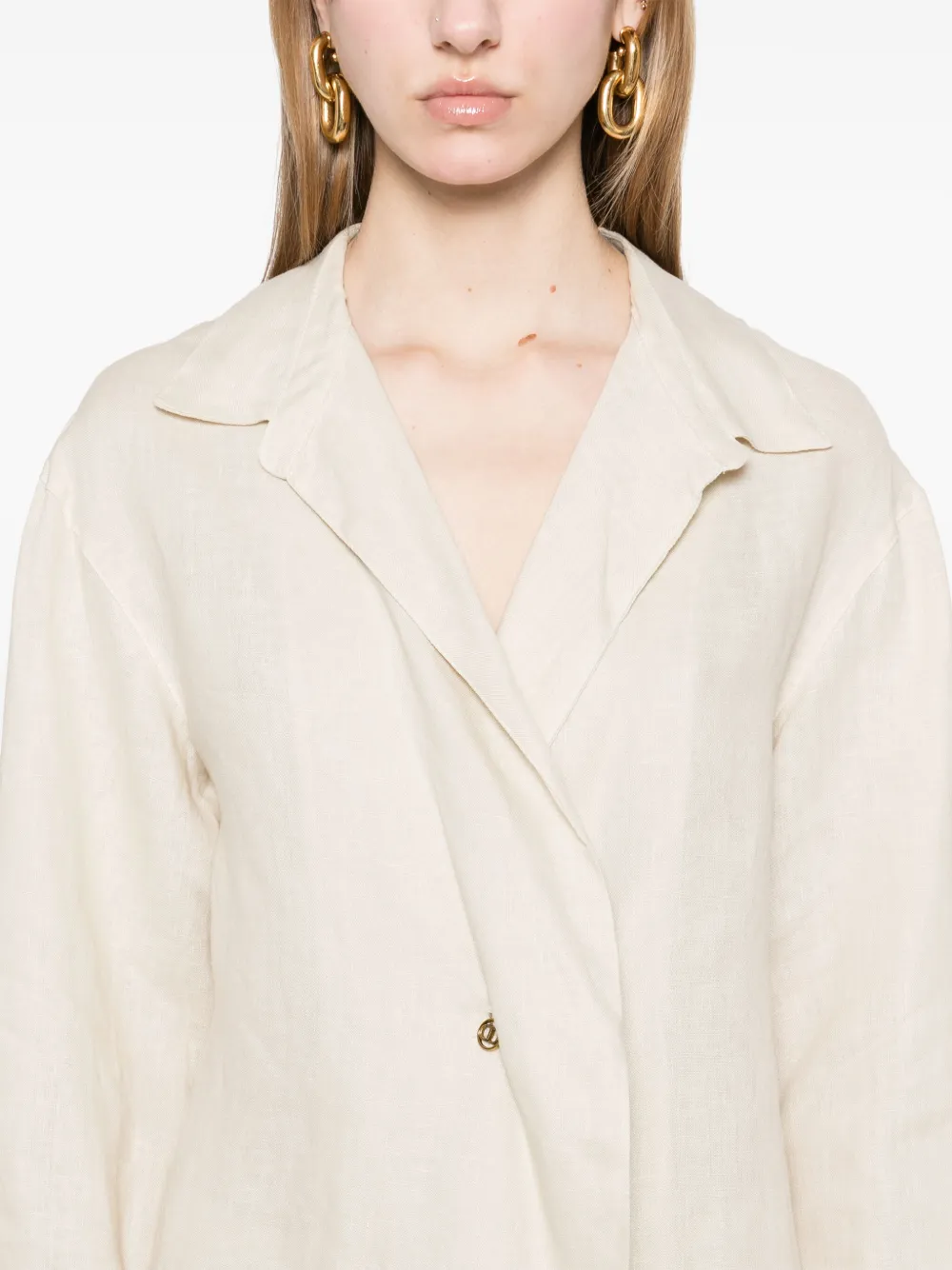 Twinset Linen Blouse In Neutrals