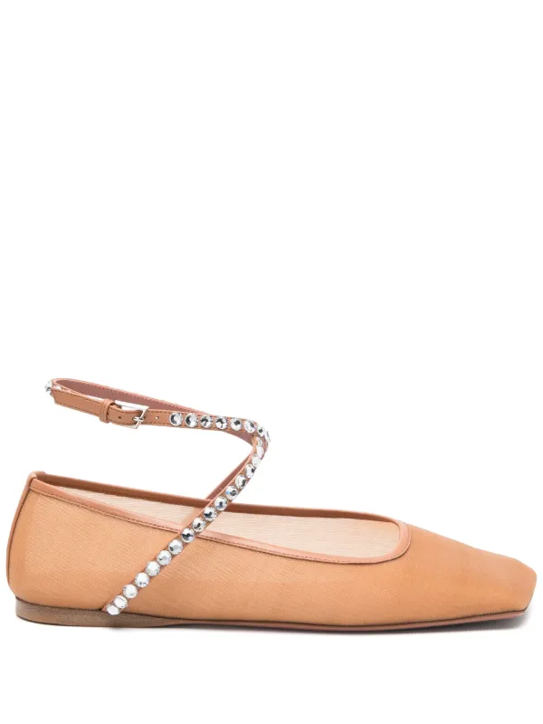 Amina Muaddi Ane Ballet Flats in Neutrals