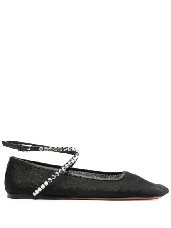 Amina Muaddi Ane Ballet Flats in Black