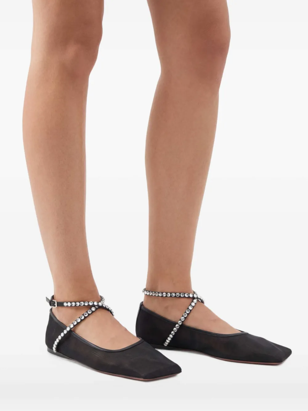 Amina Muaddi Ane Ballet Flats in Black, view 2