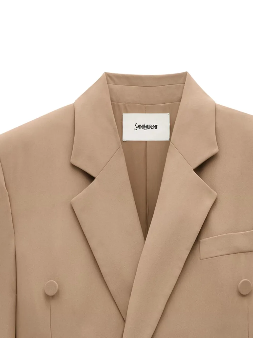 Saint Laurent Silk Crepe Blazer In Neutral